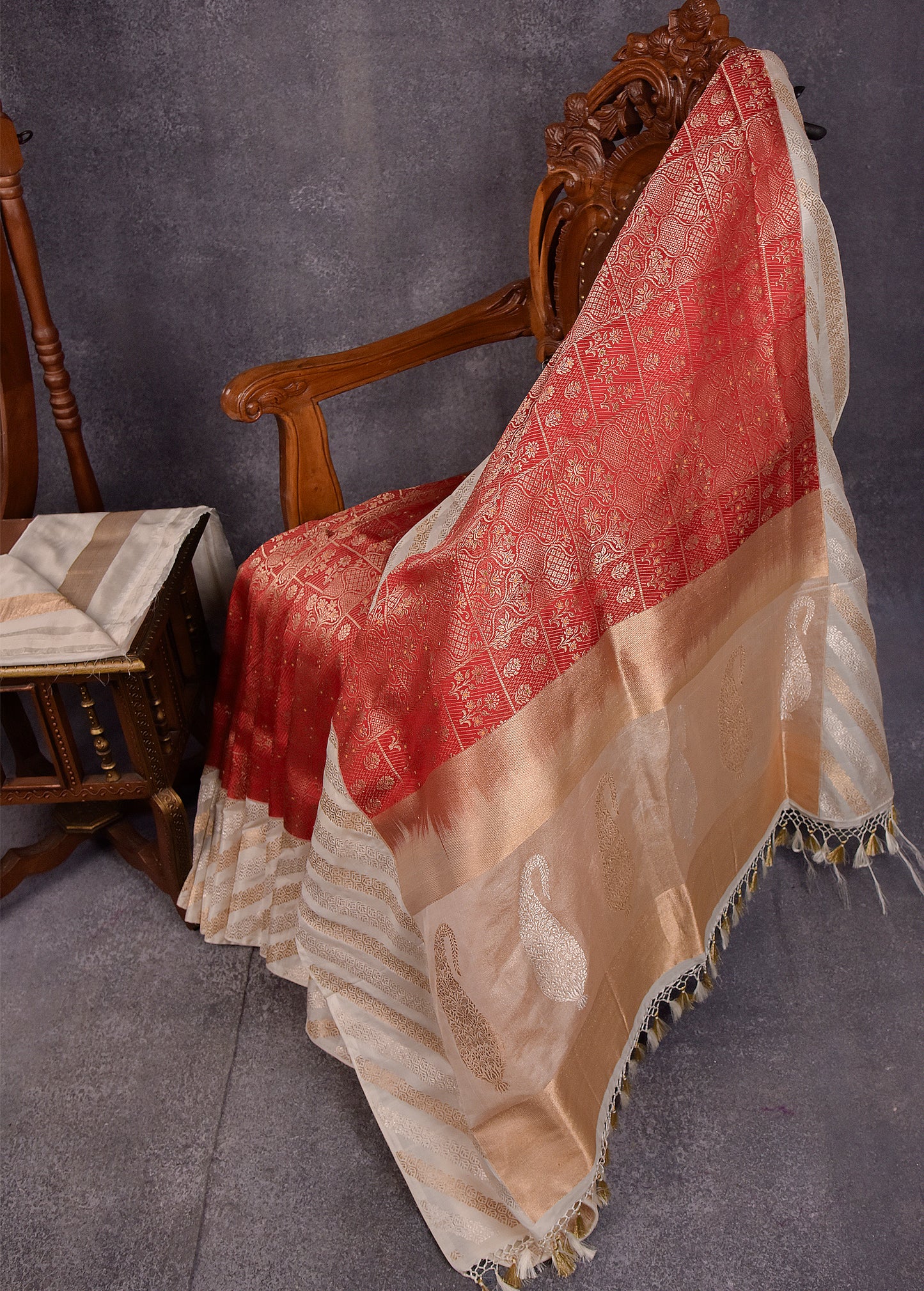 Red Pure Silk Katan Banarasi Saree