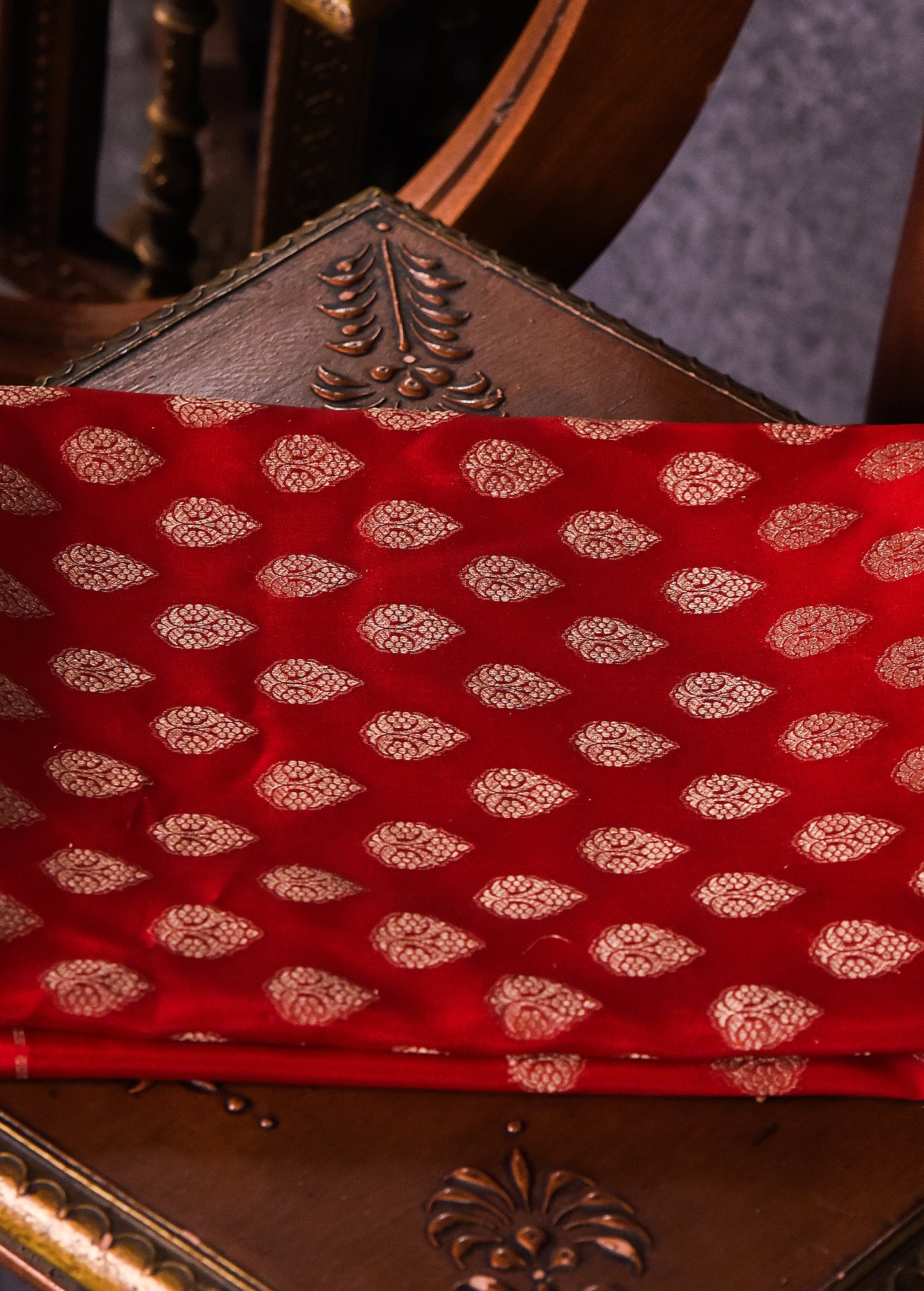 Deep Taupe Pure Silk Katan Banarasi Saree