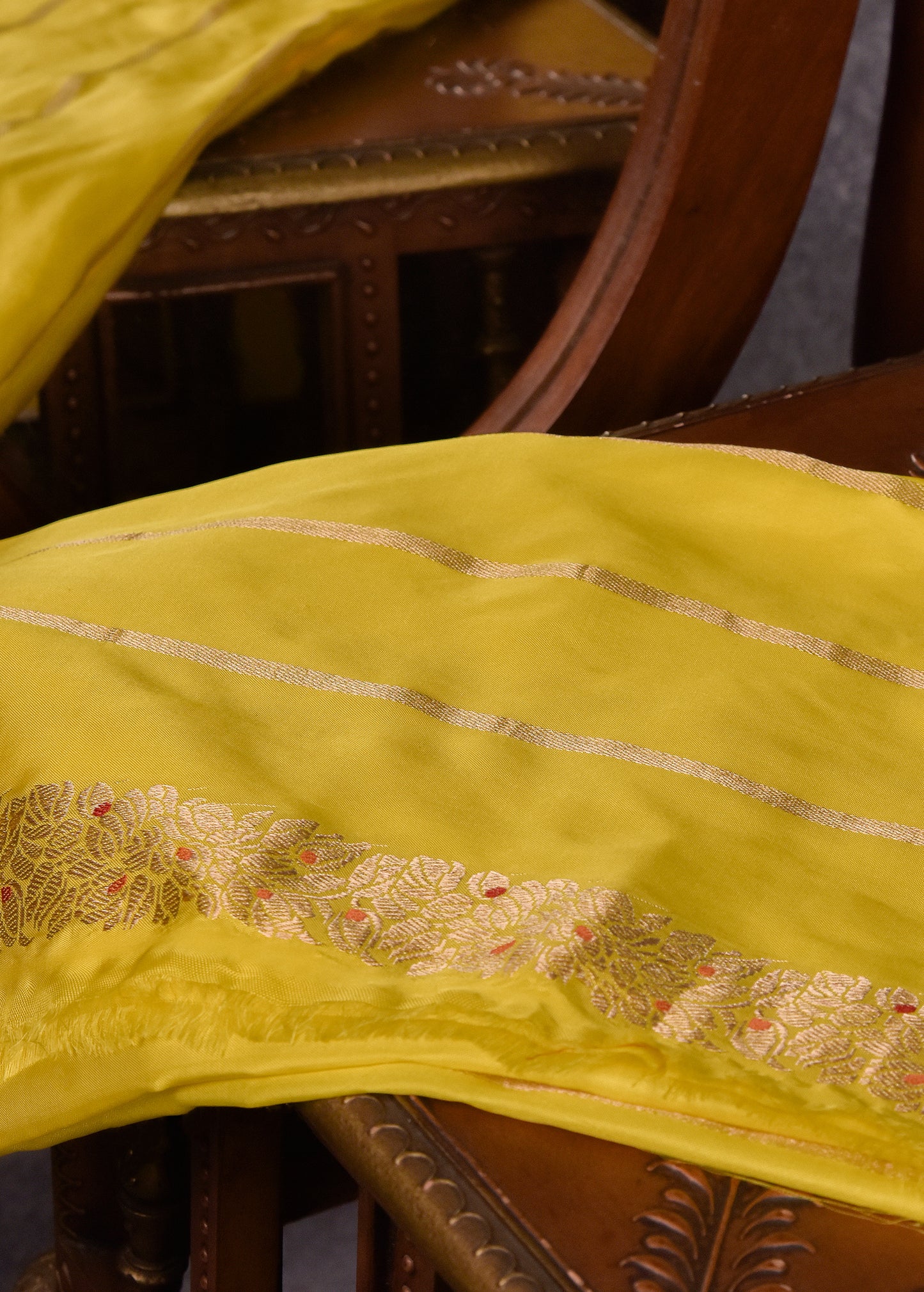 Sunshine Yellow Pure Silk Katan Banarasi Saree