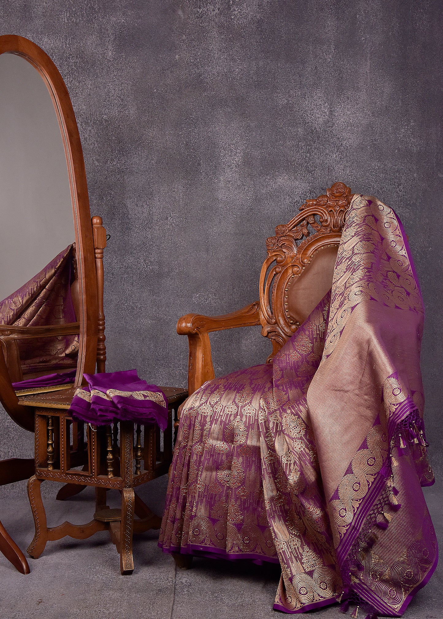 Purple Pure Silk Katan Banarasi Saree