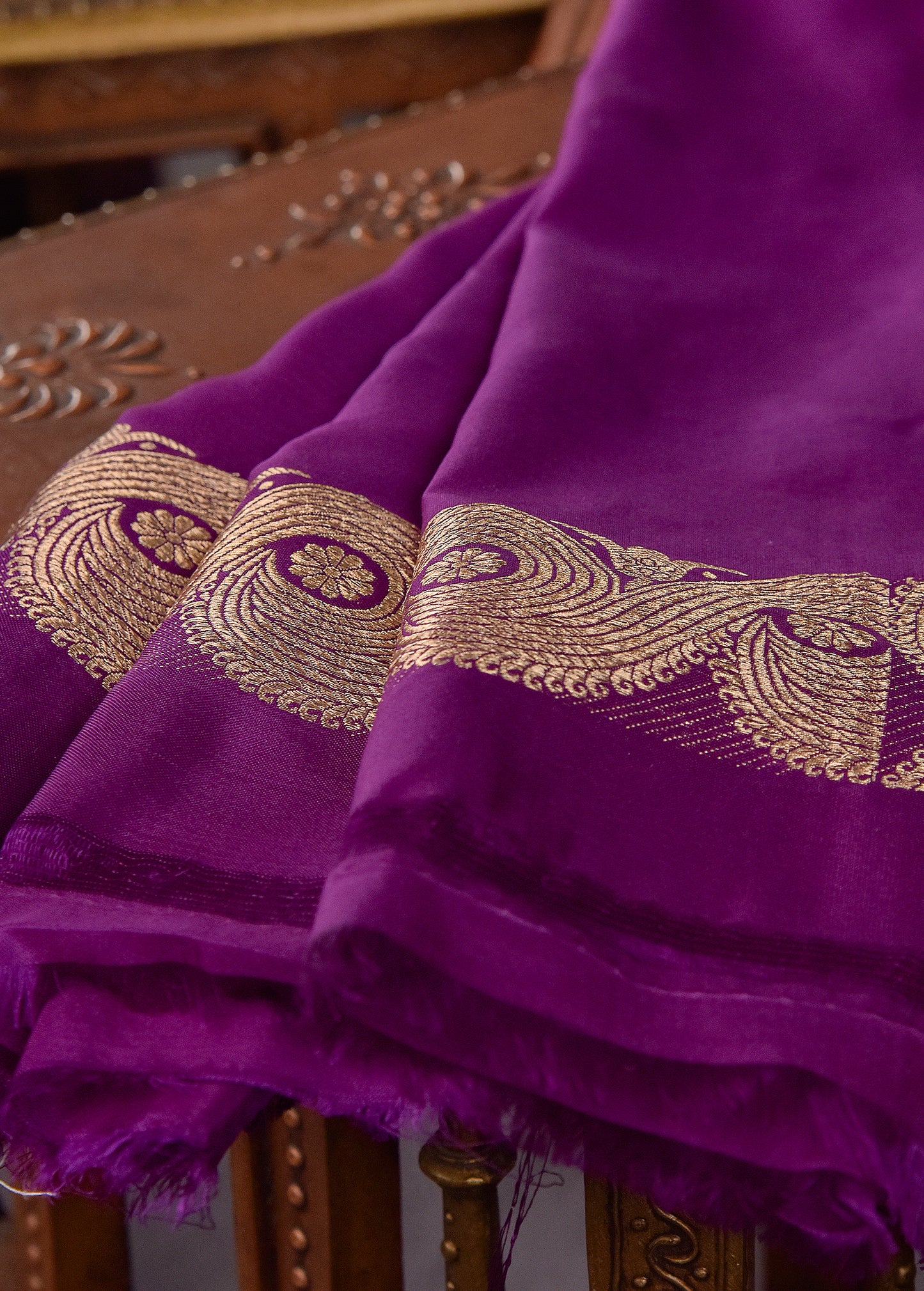 Purple Pure Silk Katan Banarasi Saree