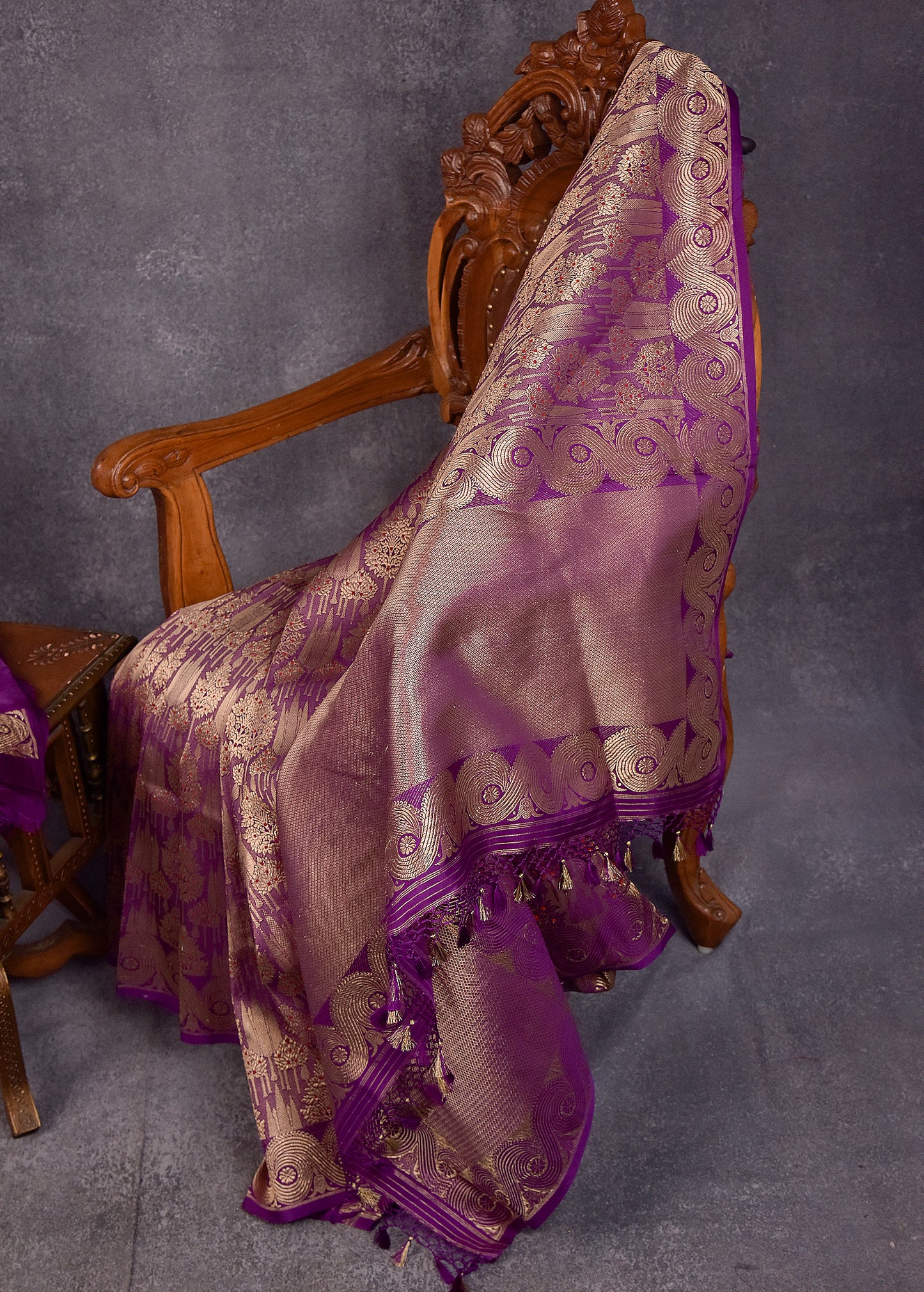 Purple Pure Silk Katan Banarasi Saree
