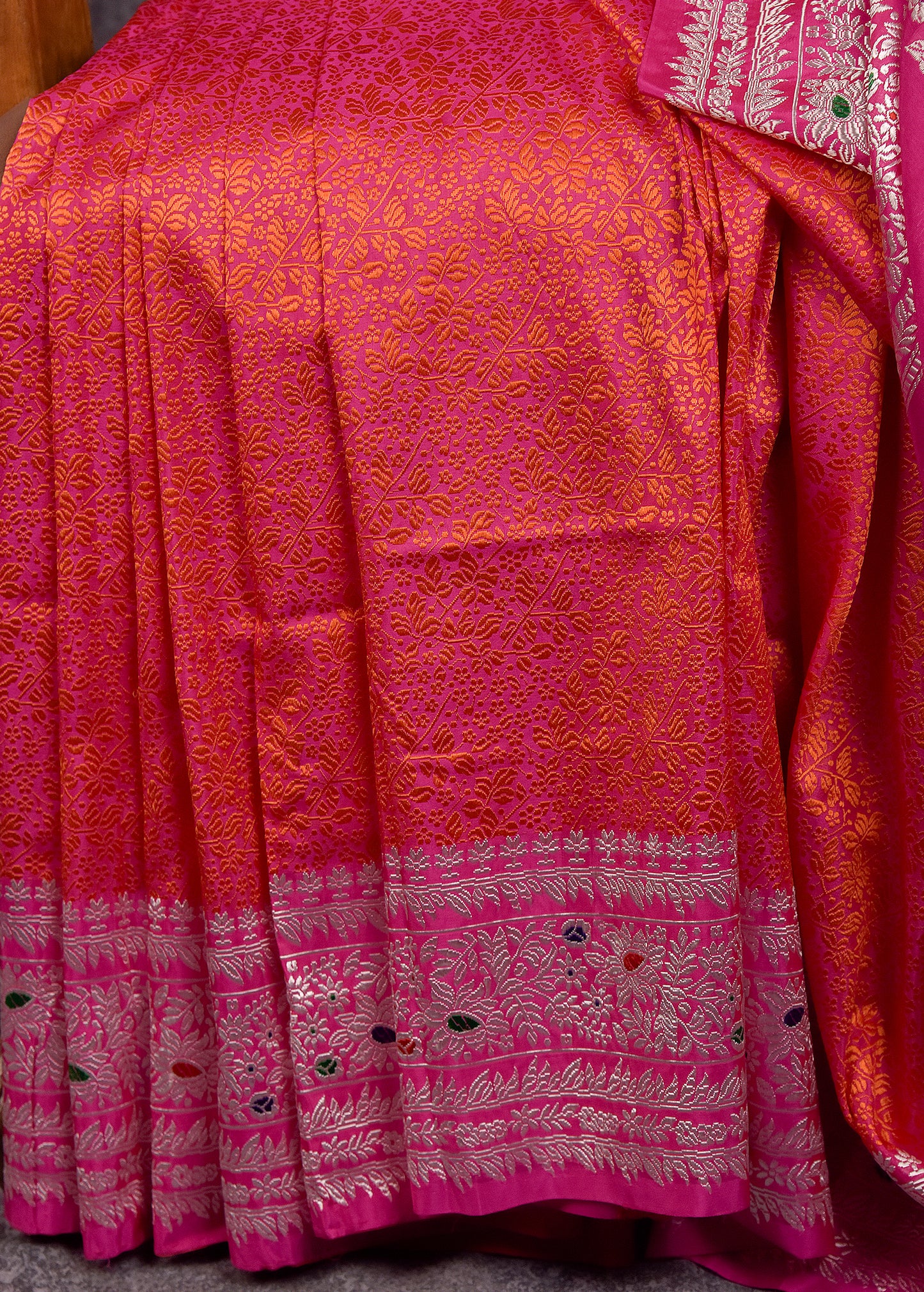 Pink peach Pure Silk Katan Banarasi Saree