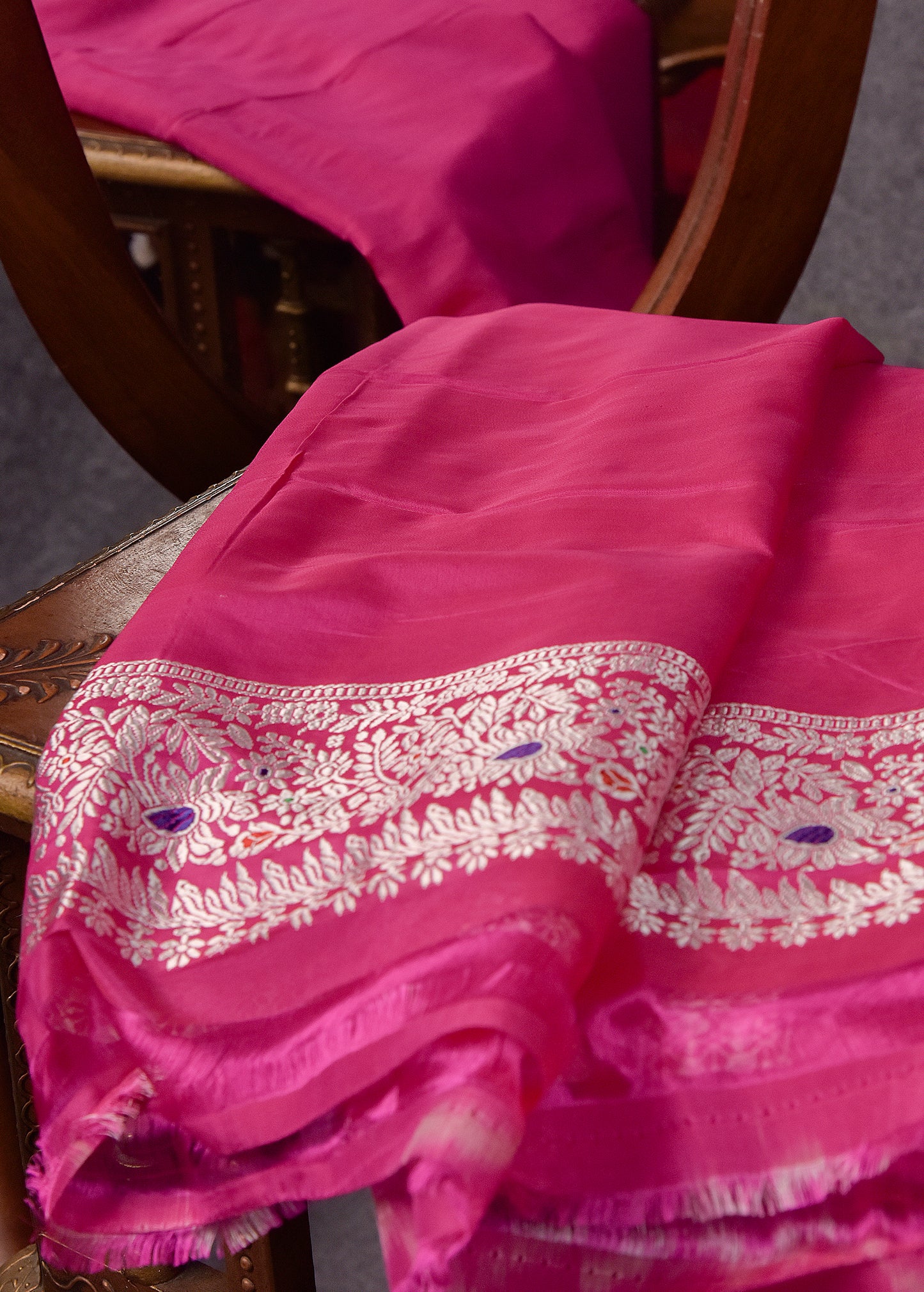 Pink peach Pure Silk Katan Banarasi Saree