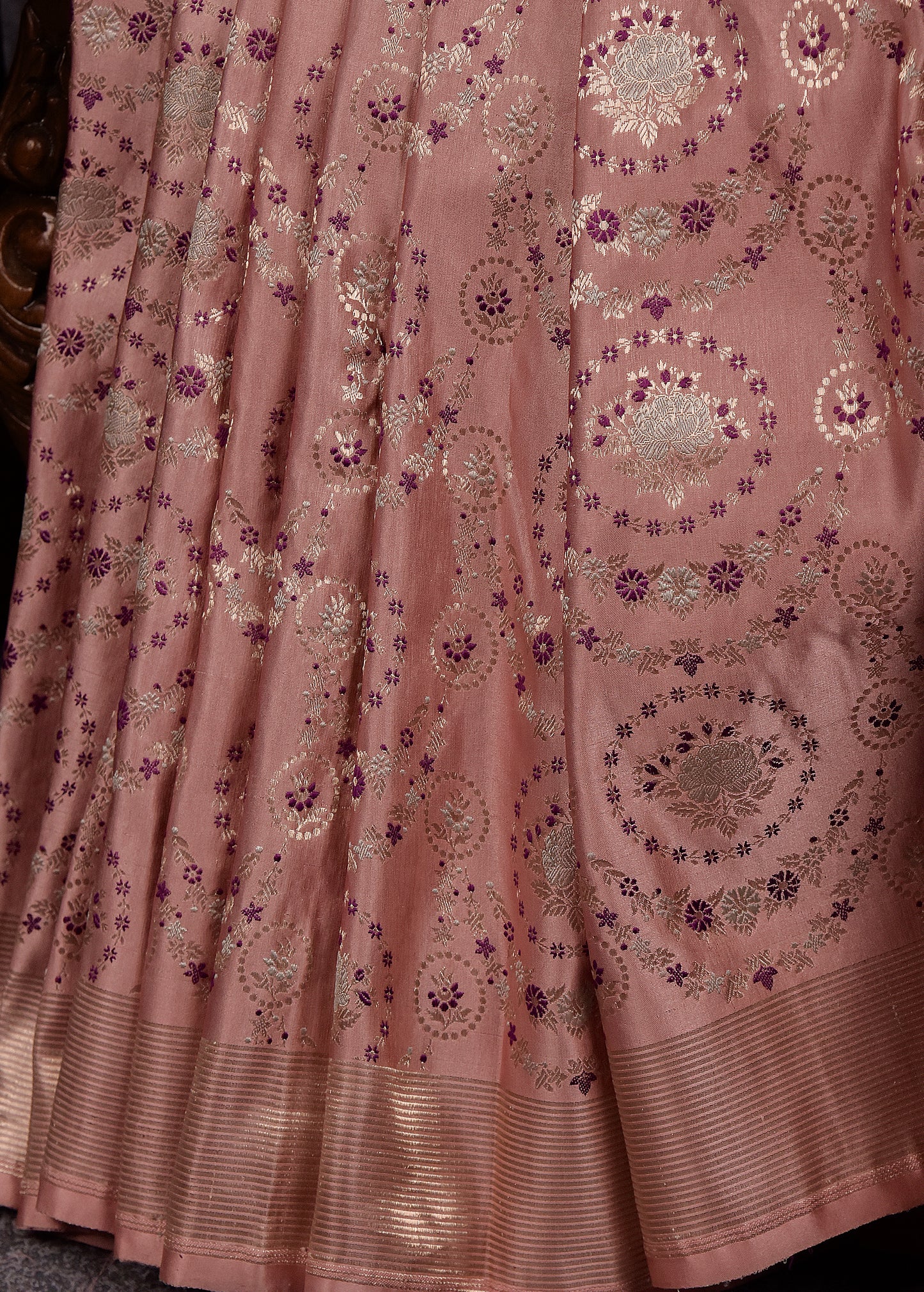 Dusty peach Pure Silk Katan Banarasi Saree