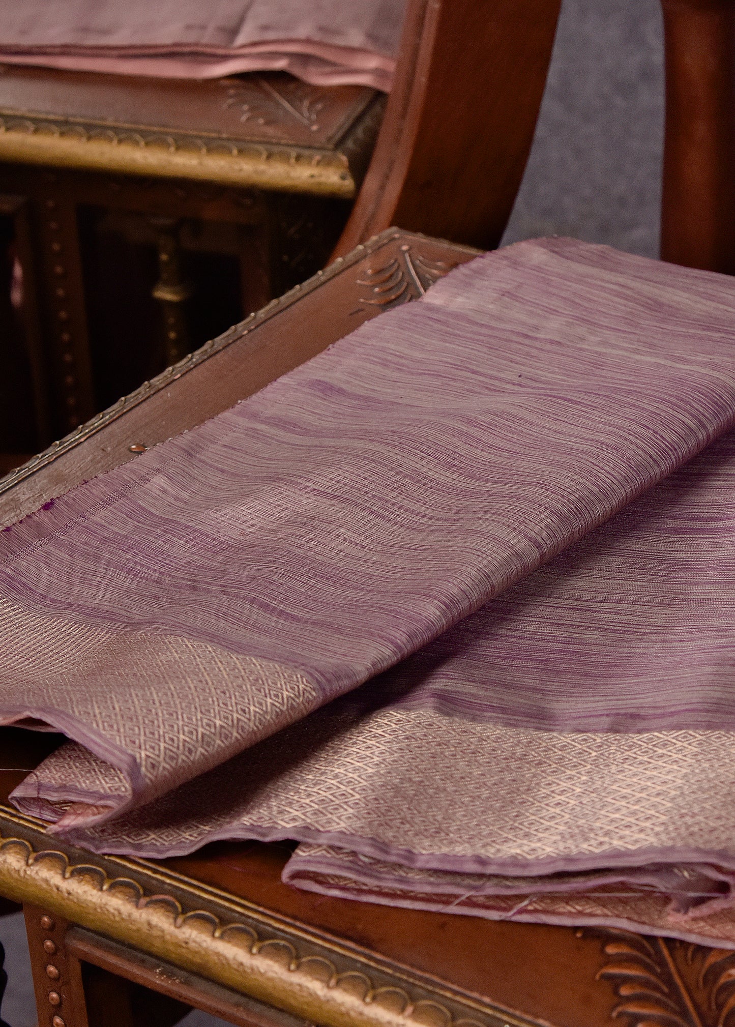 Dusty peach Pure Silk Katan Banarasi Saree