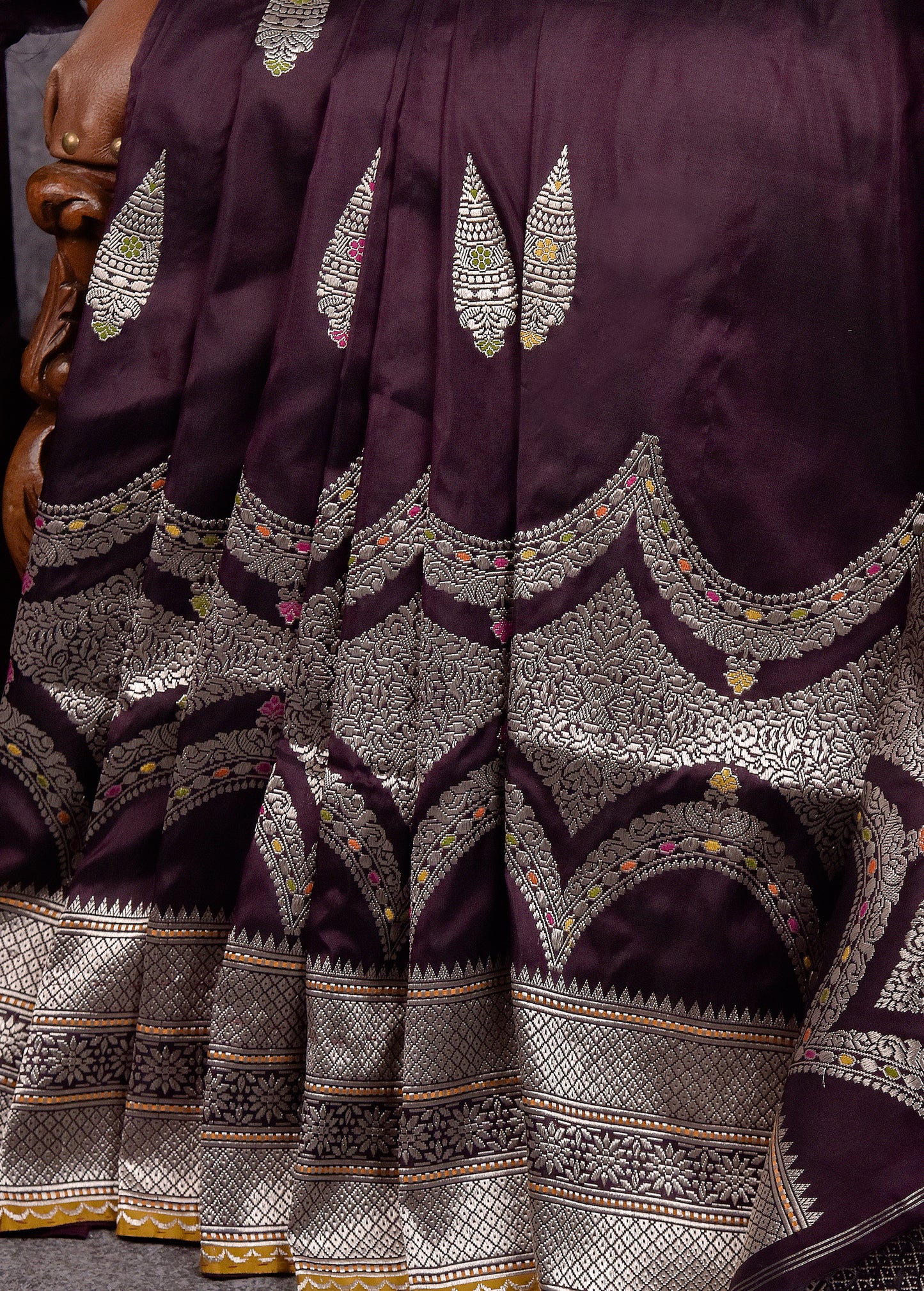 Deep Merlot Pure Silk Katan Banarasi Saree