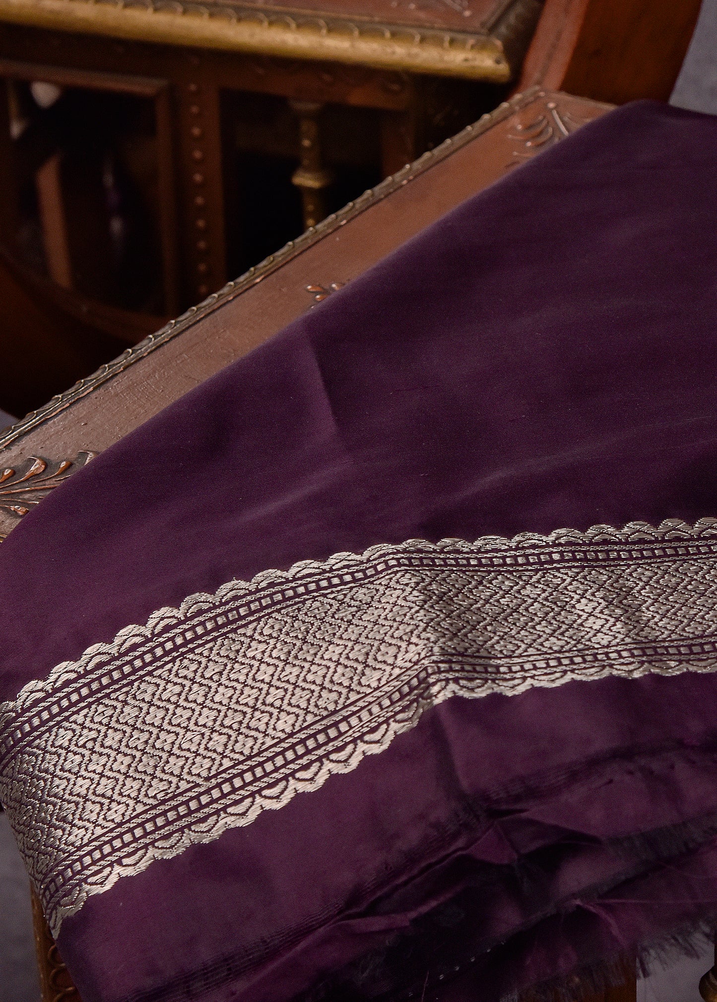 Deep Merlot Pure Silk Katan Banarasi Saree