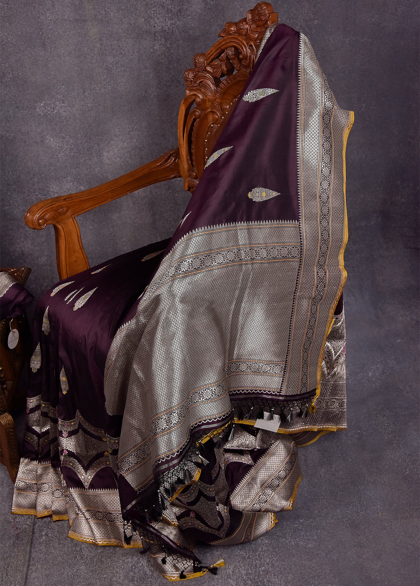 Deep Merlot Pure Silk Katan Banarasi Saree