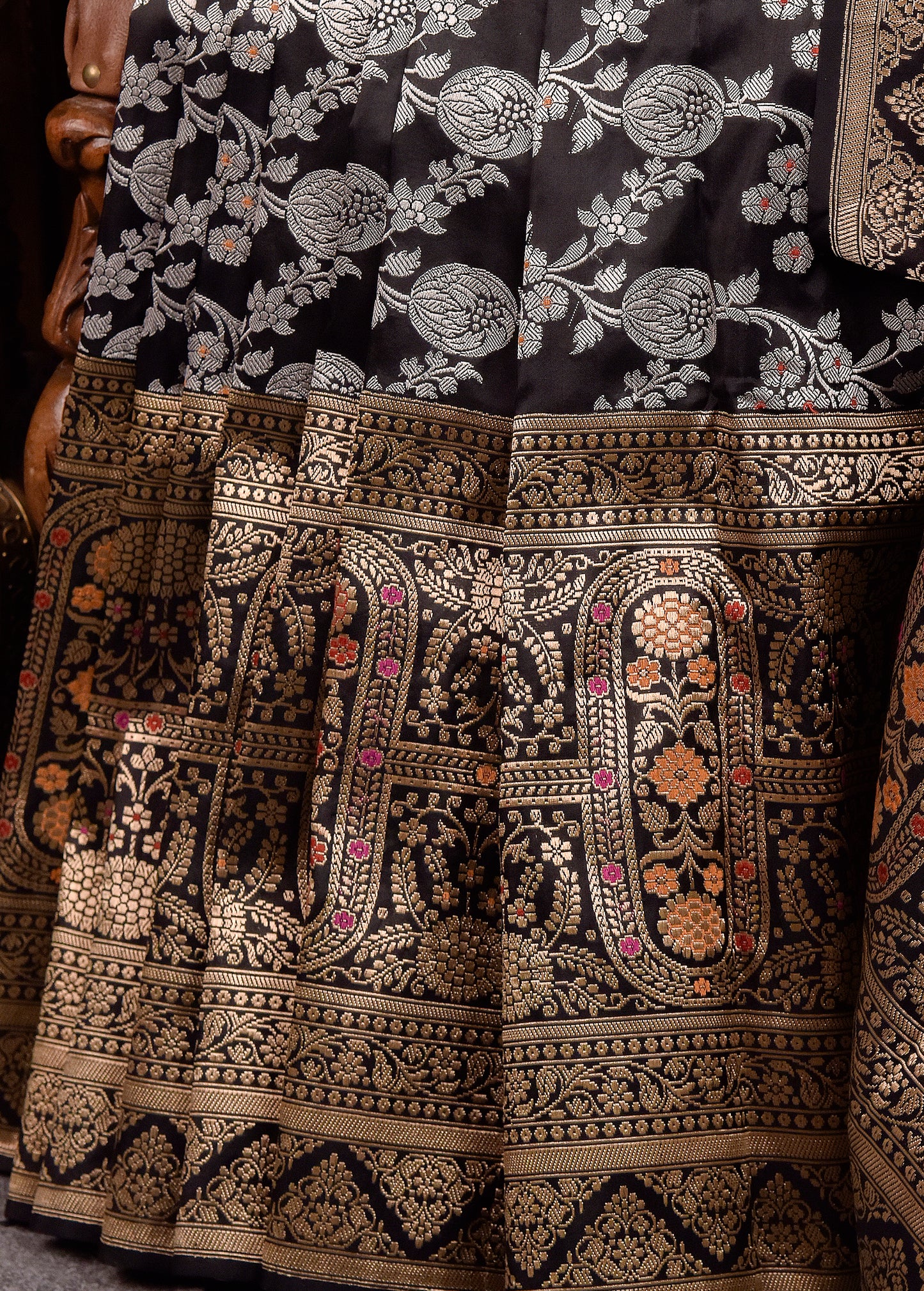 Black Pure Silk Katan Banarasi Saree