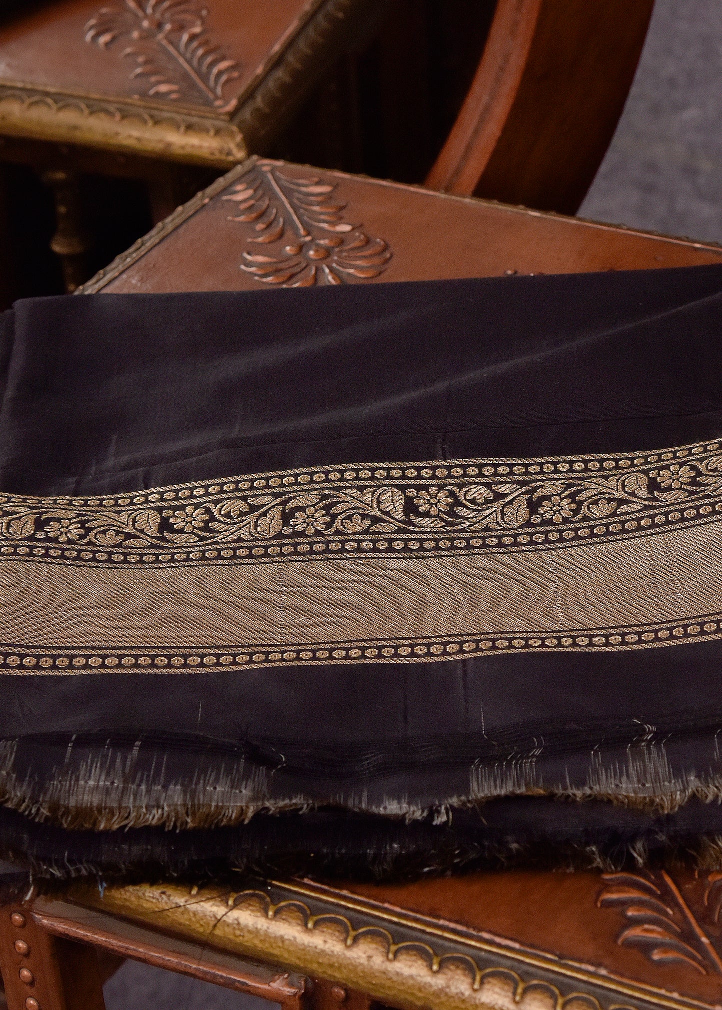 Black Pure Silk Katan Banarasi Saree