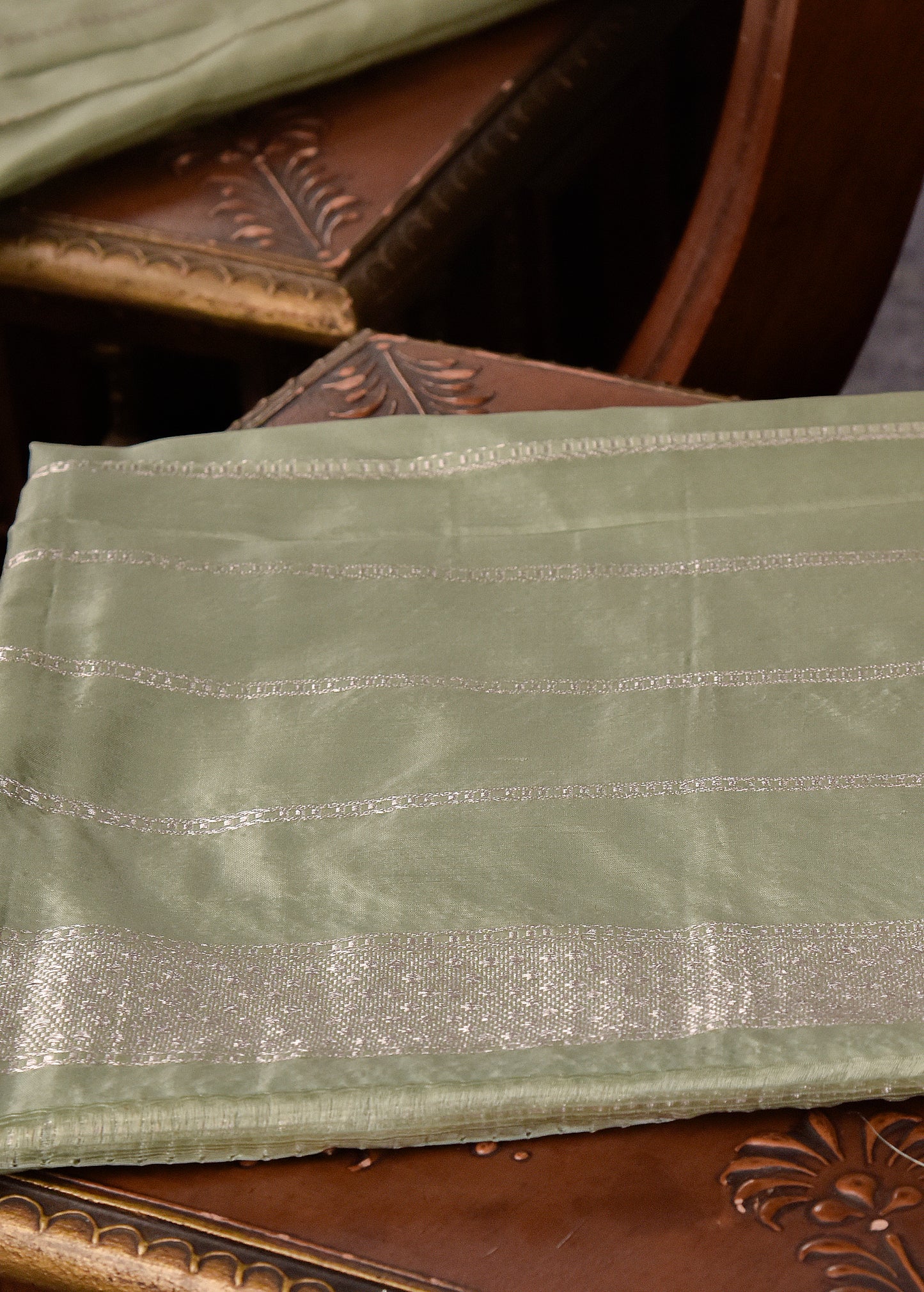 Pastel mint Pure Silk Katan Banarasi Saree