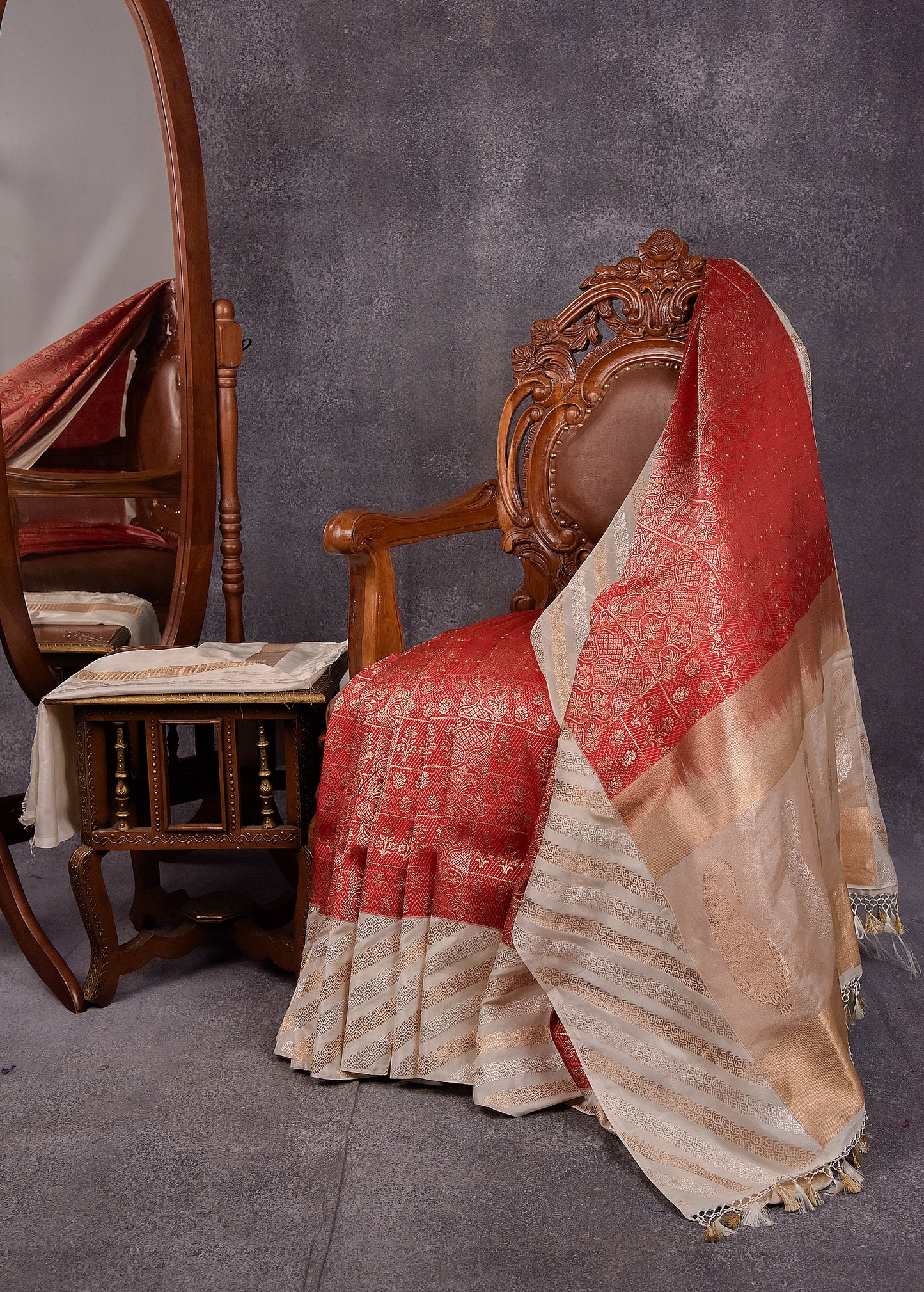 Red Pure Silk Katan Banarasi Saree