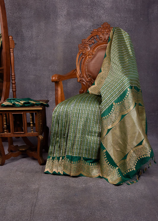 Aqua green Pure Silk Katan Banarasi Saree