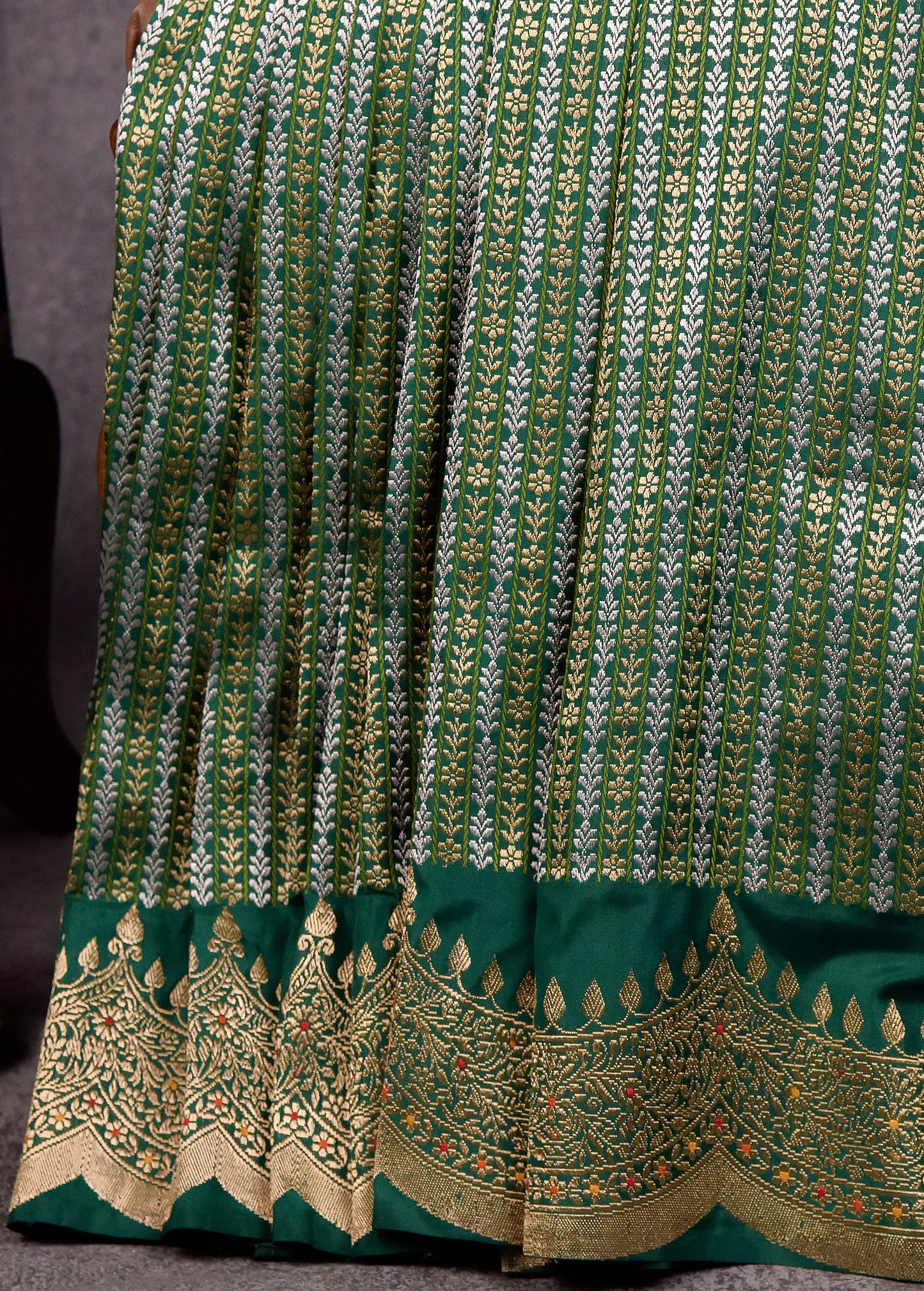Aqua green Pure Silk Katan Banarasi Saree