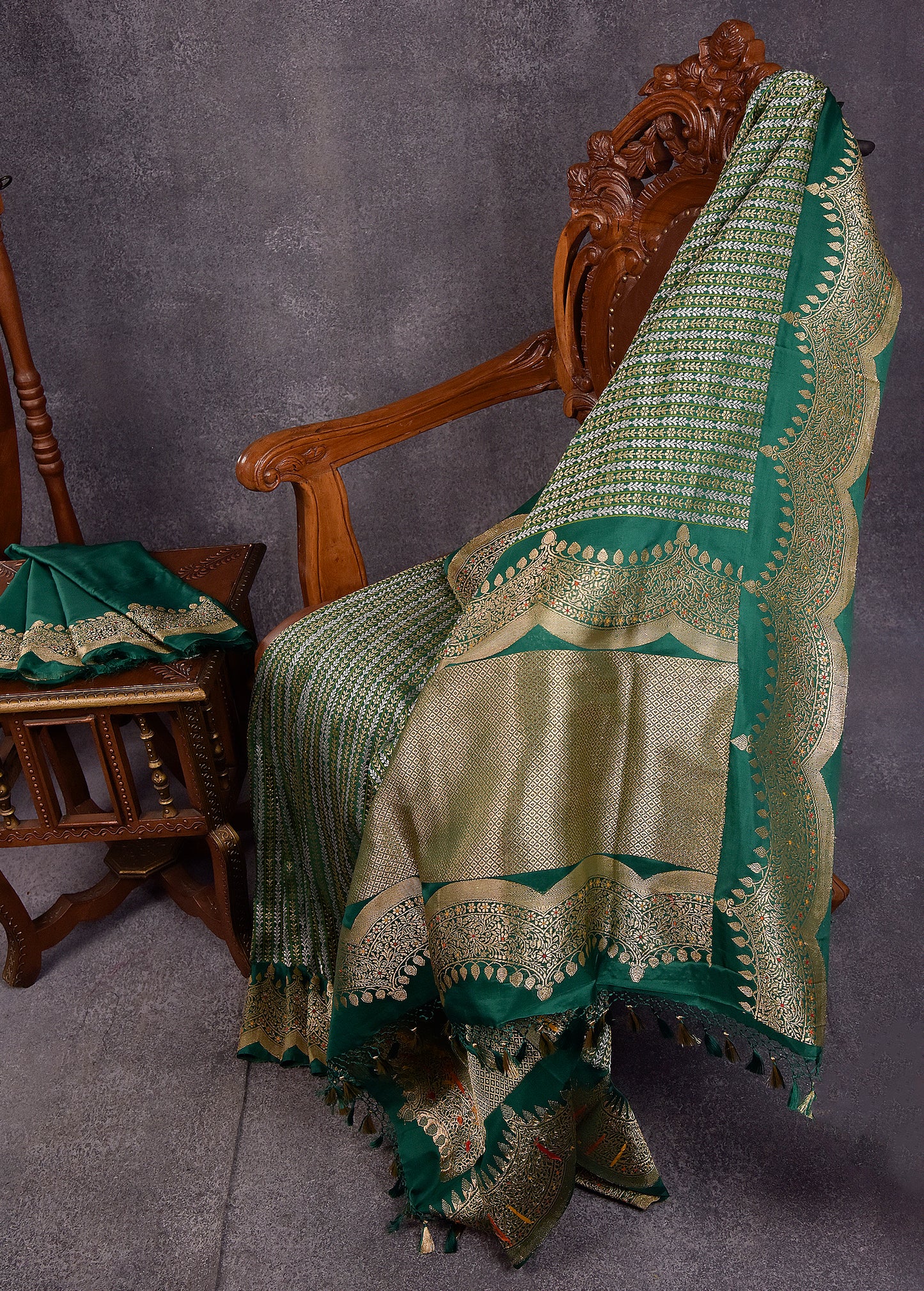 Aqua green Pure Silk Katan Banarasi Saree