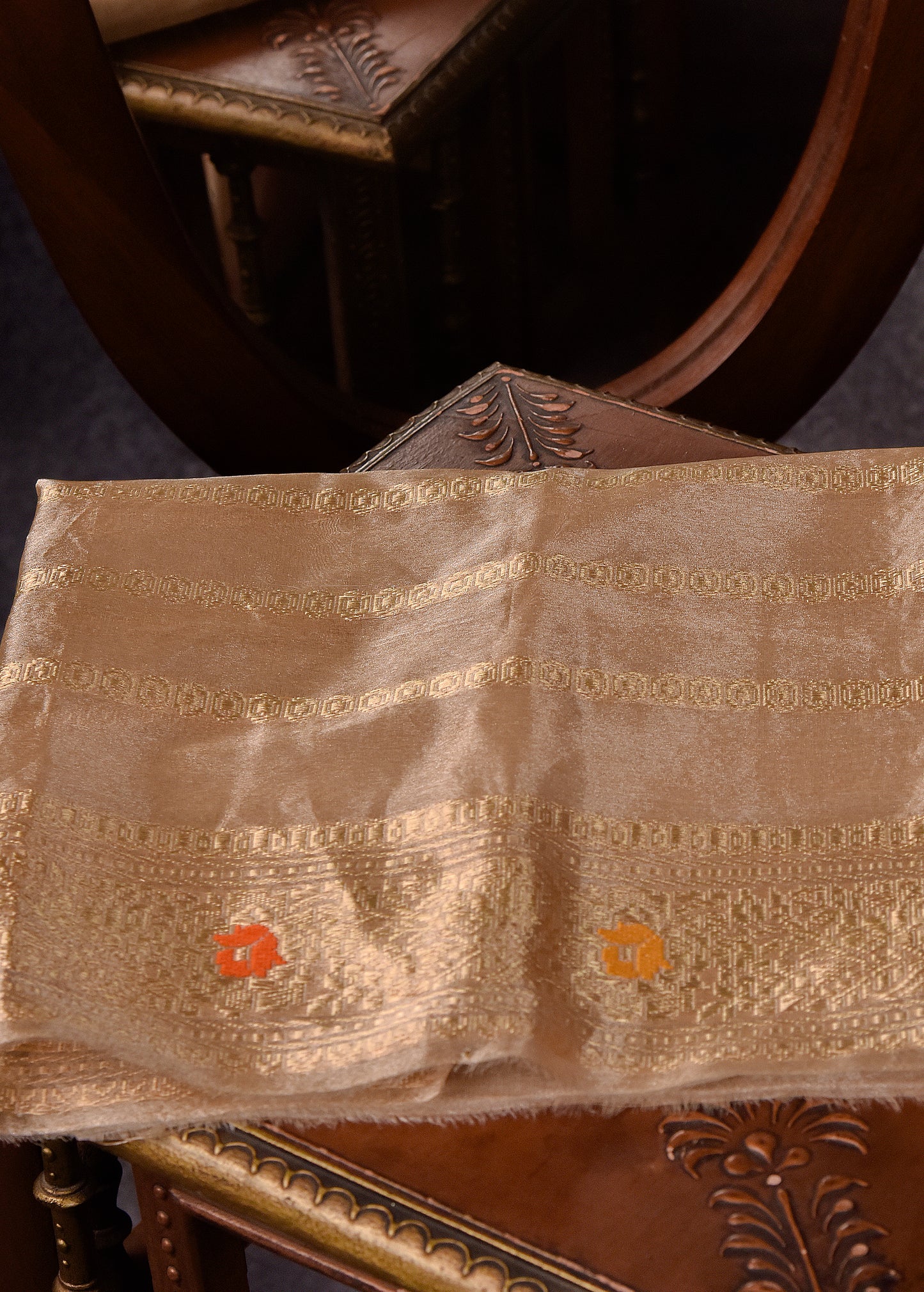 Blush Pink Pure Silk Kora Banarasi Saree