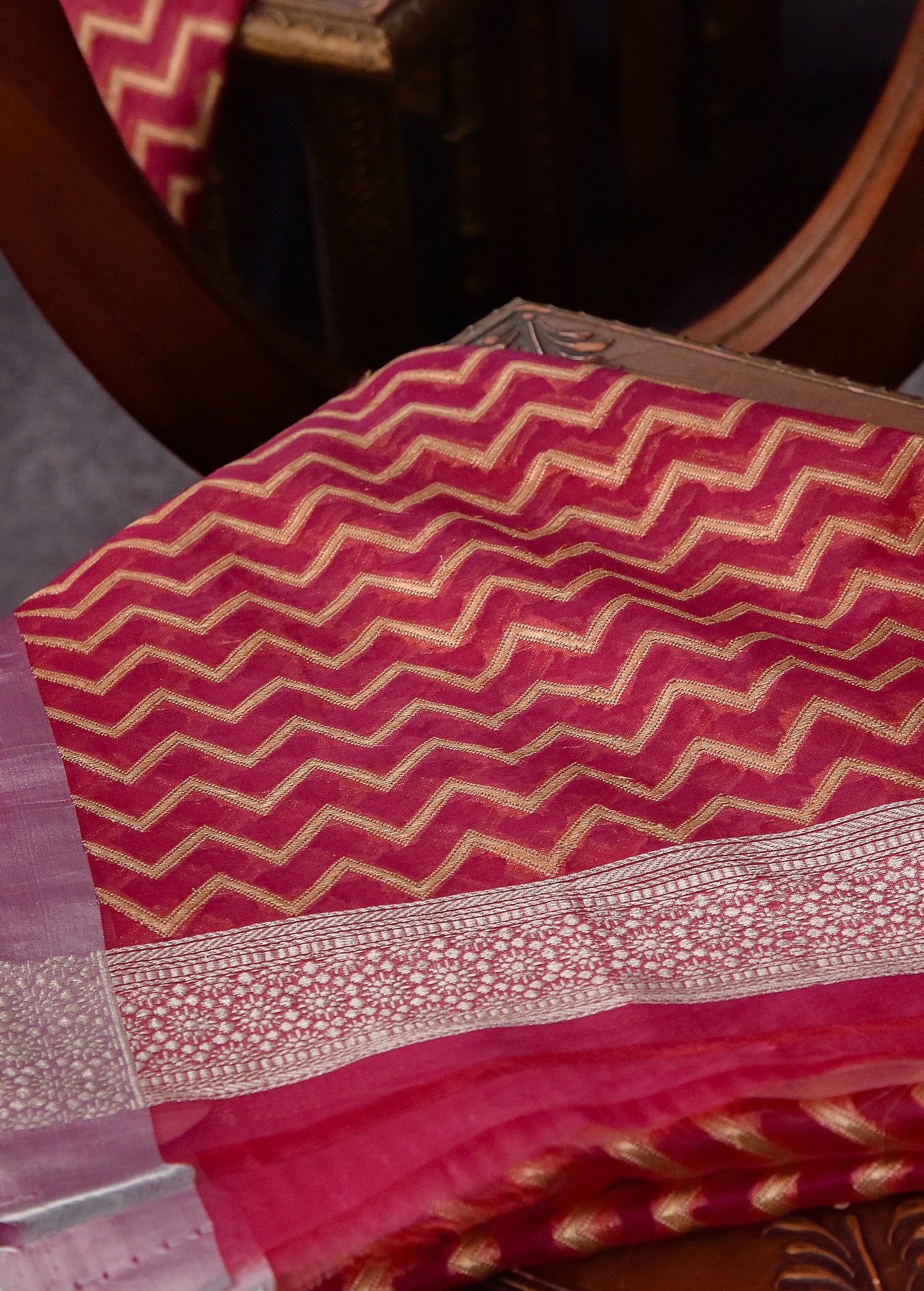 Powder Blue Pure Silk Kora Banarasi Saree