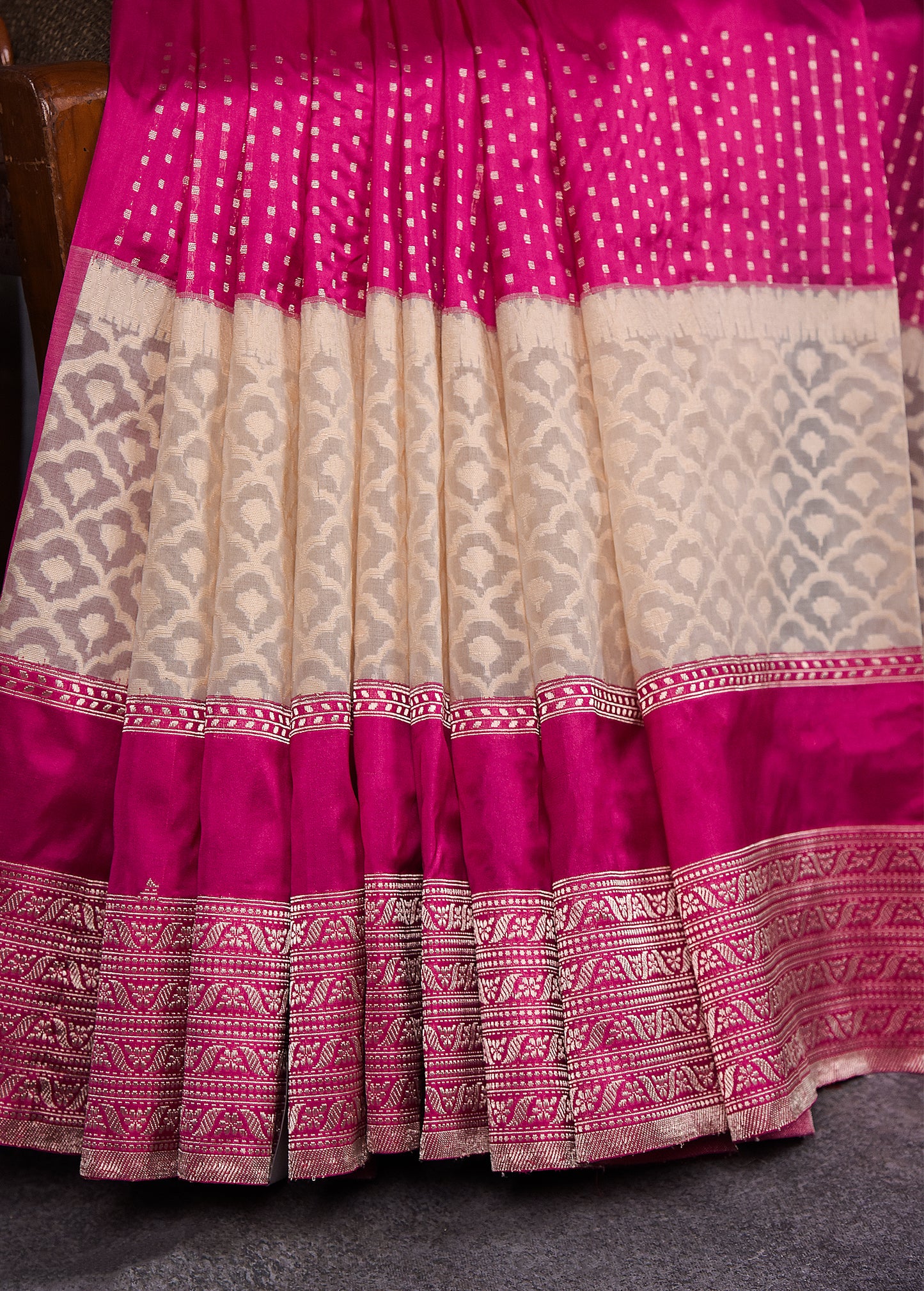 Electric Pink Pure Silk Katan Banarasi Saree