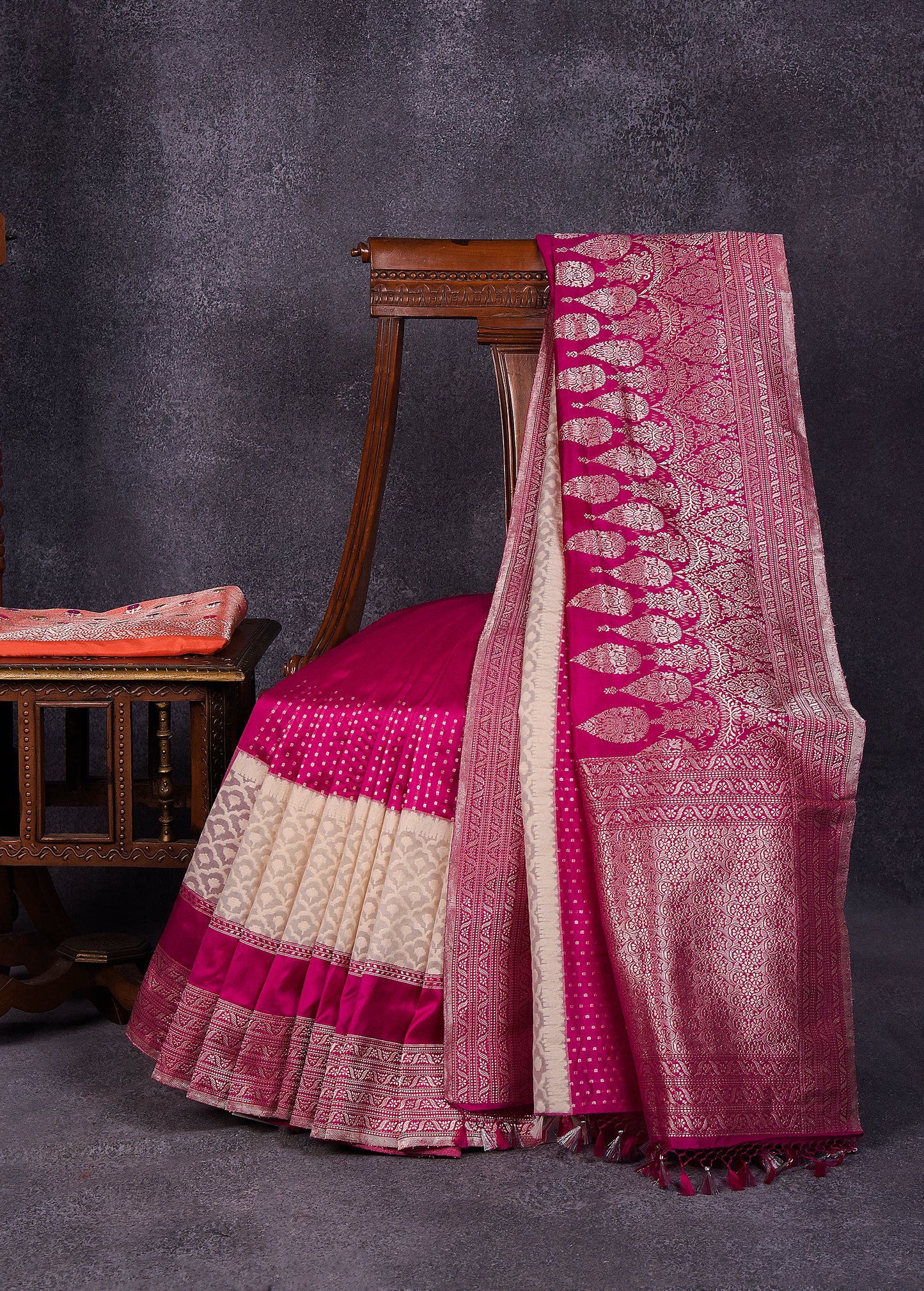 Electric Pink Pure Silk Katan Banarasi Saree