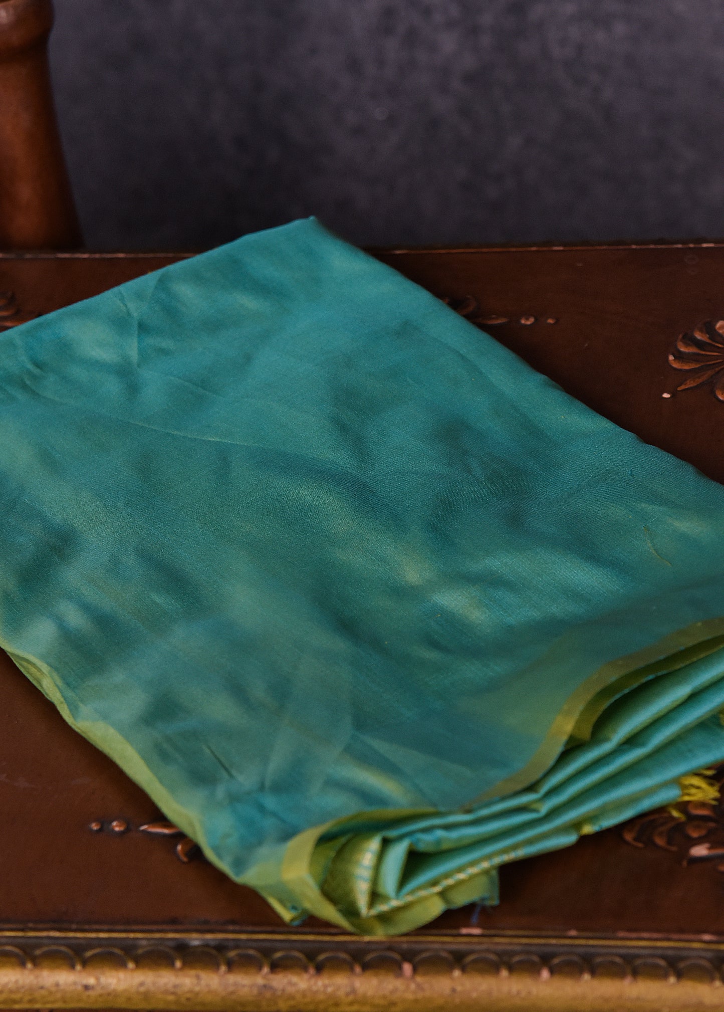 Lime with Turquoise Pure Silk Katan Banarasi Saree