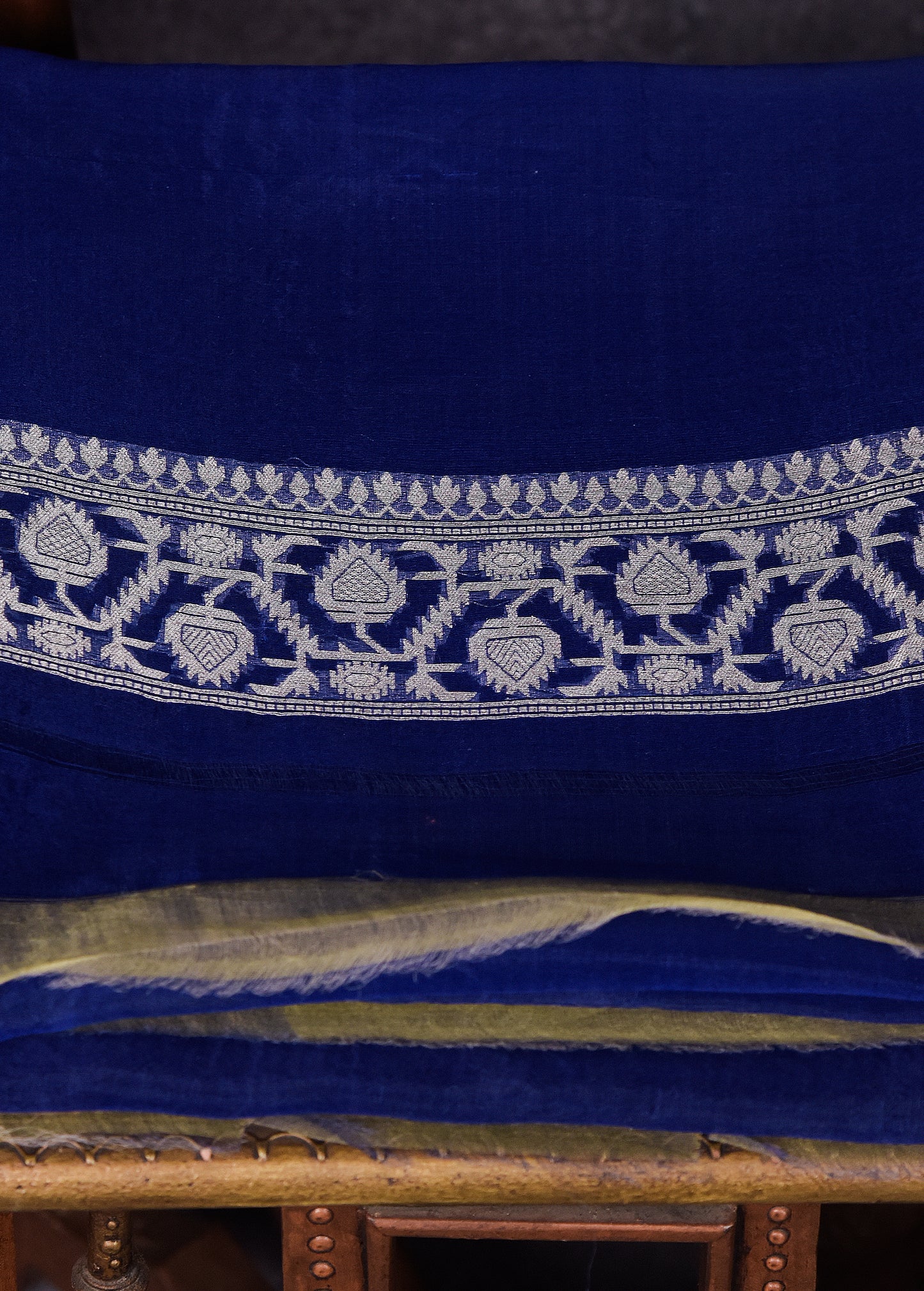 Royal Blue Pure Silk Kora Banarasi Saree