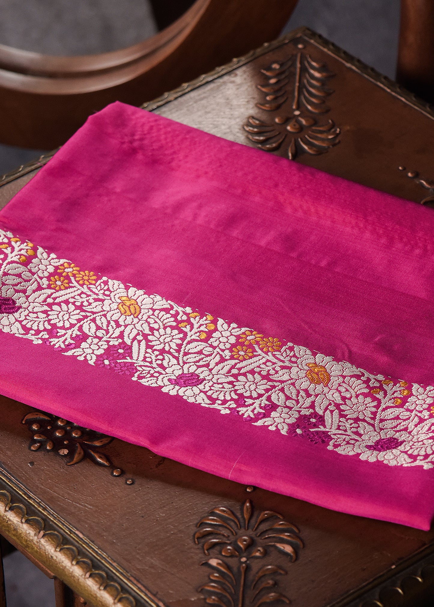 Rani Pink Pure Silk Katan Banarasi Saree