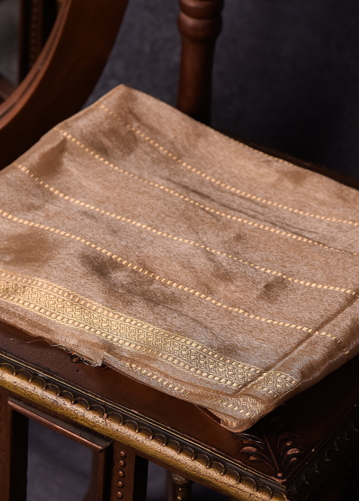 Gold with Lavender hue Pure Silk Kora Banarasi Saree