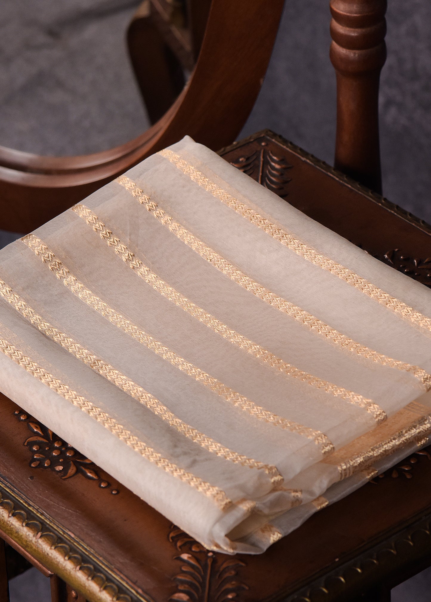 Betel Nut with Gold Pure Silk Kora Banarasi Saree