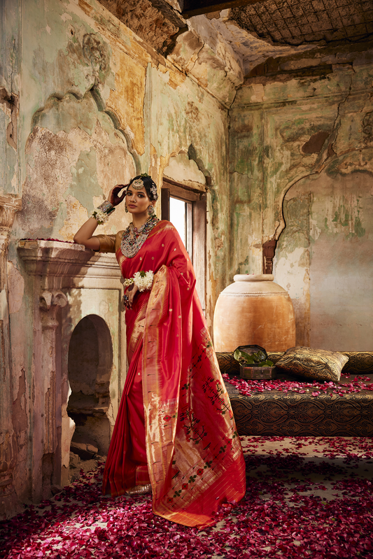Red Paithani Saree